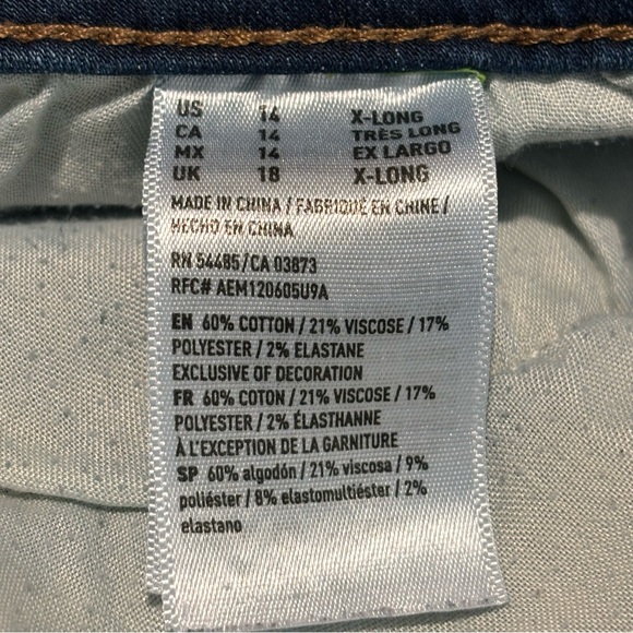 AMERICAN EAGLE Sz 14 Jeans High Rise Slim Flare Mid-Wash Wiskering Stretch - Picture 8 of 13